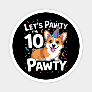 10 Years Old Corgi Dog Lover 10th Birthday Party Outfit Kid Magnet